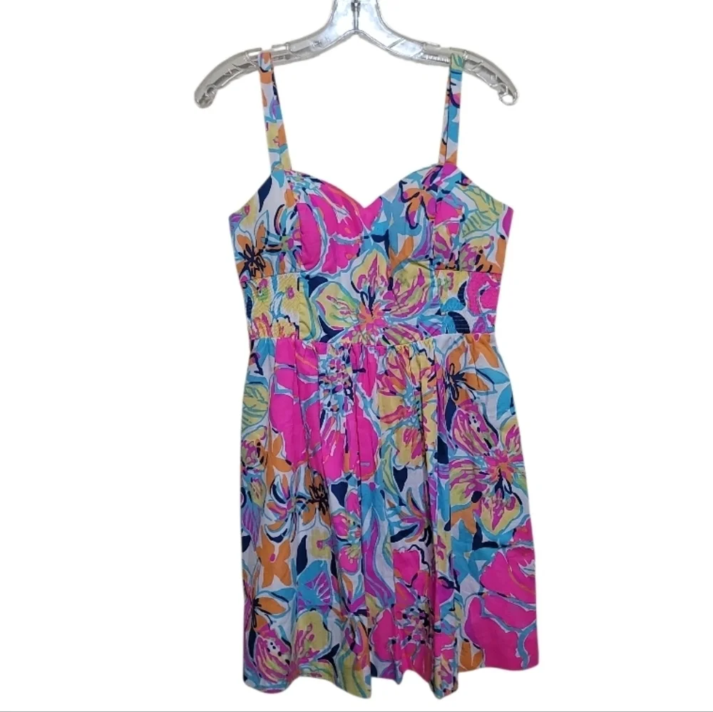 Lilly Pulitzer Christine Coral Reef Im So Jelly Fit & Flare Dress Size 10